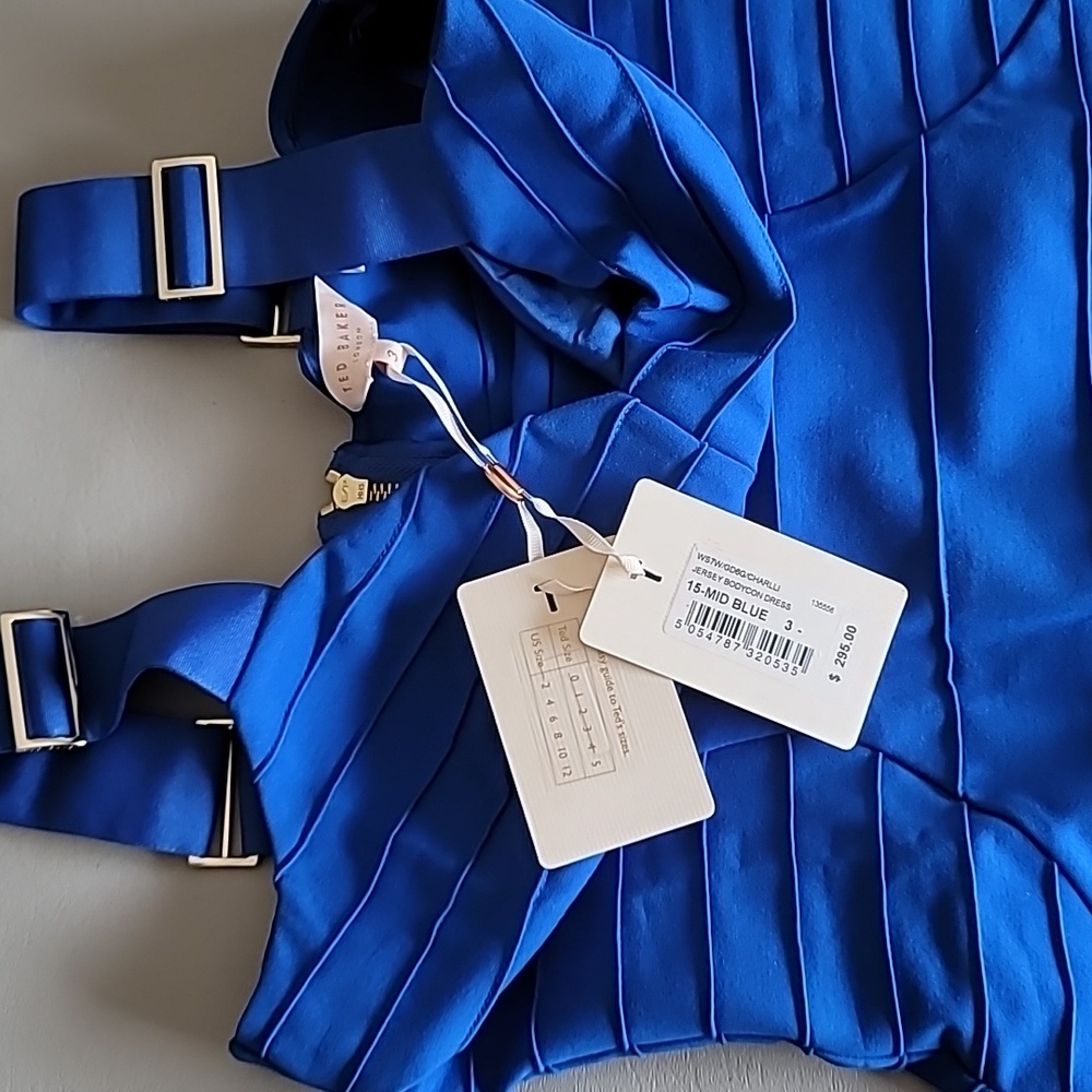 Ted Baker Charlii Mid Blue Stretch Bodycon Jersey Sheath Dress TB 3 US 8 - Picture 7 of 12